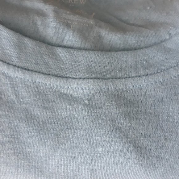 NWT J. Crew Linen-Blend Crewneck Tee With Curved Hem, Blue - Picture 4 of 6